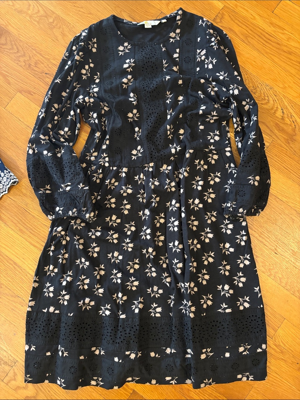Navy Floral Long-Sleeve Dress